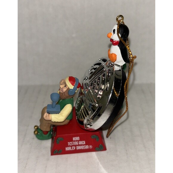 RARE HARLEY DAVIDSON CHRISTMAS ORNAMENT ELVES AND PENDGUIN HORN TEST AREA 1997 - Picture 8 of 16